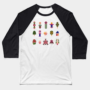 Folk Art Motifs Baseball T-Shirt